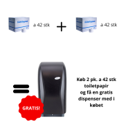 Toiletpapir, Hagleitner, 2-lags, 114m x 9,8cm , Ø13,9cm, hvid, nyfiber, system inkl. GRATIS dispenser