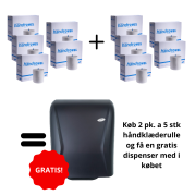 Håndklæderulle, Hagleitner, 2-lags, 190m x 21cm , Ø17,9cm, hvid, genanvendt papir, system inkl. GRATIS Dispenser